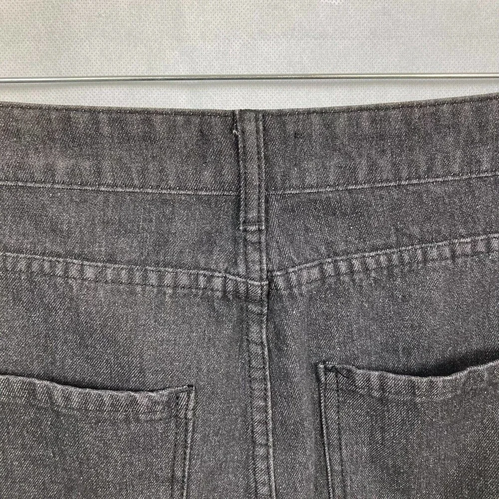 Mudpie‎ Skirt Womens Sz L Black Denim Jean Button Front Frayed Hem Mini